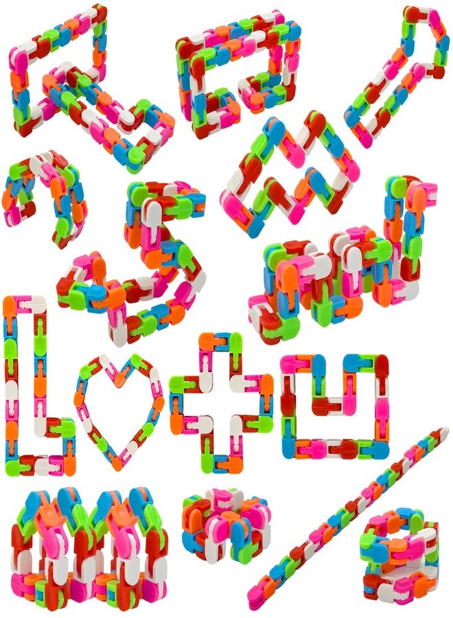 Poartsda Wacky Tracks 30 Pack Snap and Click Fidget Toys Bulk for Party Favors Puzzles Birthday Goodie Bag ,School Students Gift, Classroom Prizes Valentines Day Rainbow Toys for Kids,Teens - Image 1